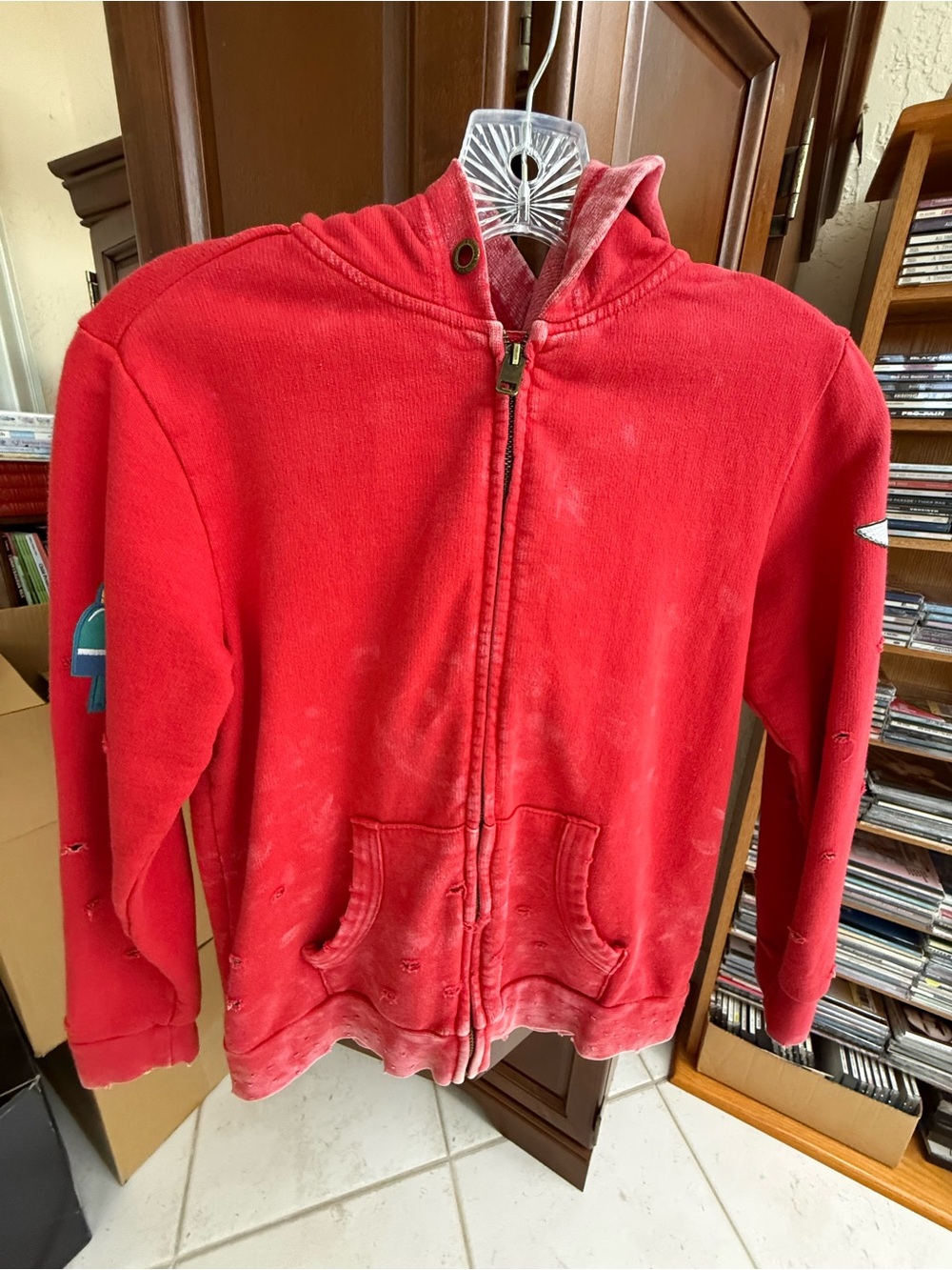 Butter Kids Red Zip-Up Hoodie Jacket with Hood